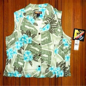 Havana Jacks Cafe Hawaiian Rayon Blouse NWT - Tropical Print - Size XL